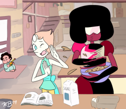 spinelstar:  30-Day OTP Challenge | Karin’s 30 Days of Pearlnet Day 21: Cooking / baking Who needs a stand mixer when you have Garnet? Okay, can we talk about HOW ADORABLE it was that the two of them baked cookies for Steven during Warp Tour??? I am