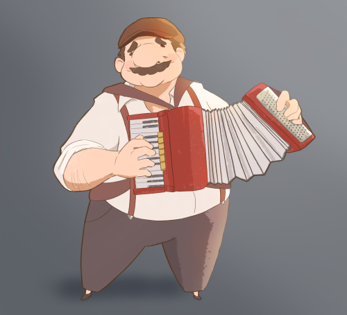 Just a drawing of an accordion player, or as my friend called him, Fat Mario