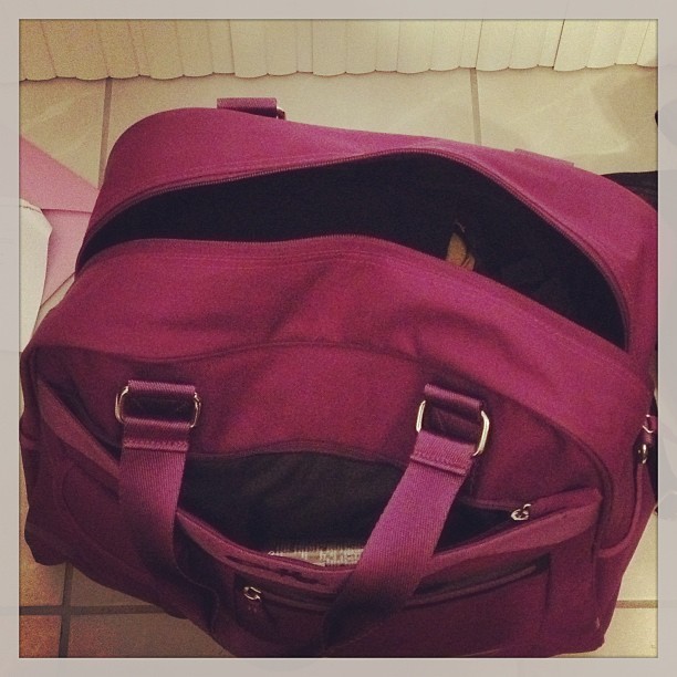 This is the bag that I am using for a week! #purple #bag #oakley #travelingismylife