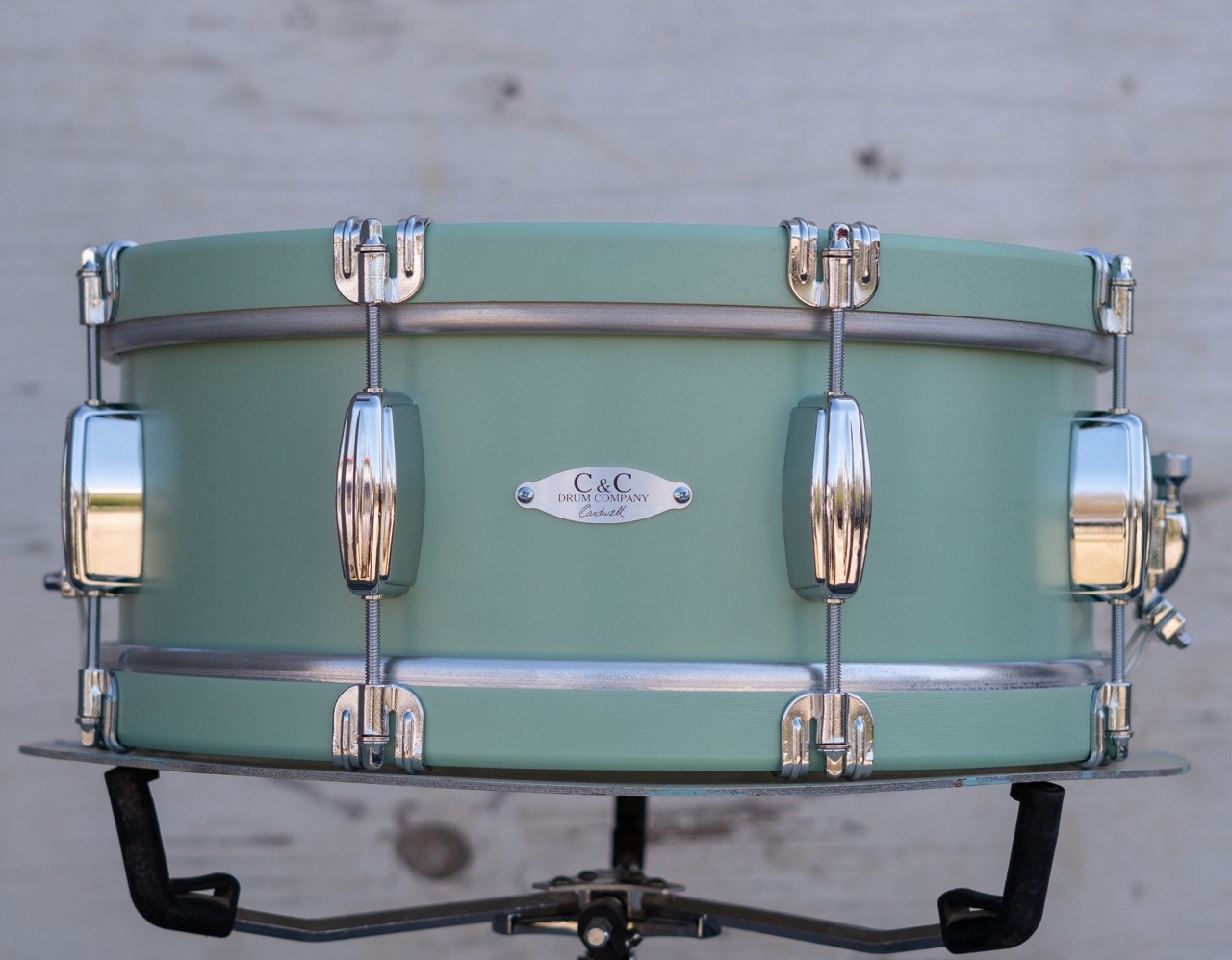 5.5x14 Menta Green with matching hoops for Gene Priest! #mentagreen #candcdrums