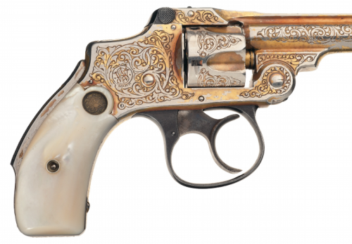 Engraved Smith &amp; Wesson Safety Hammerless with Pearl Grips, late 19th century.