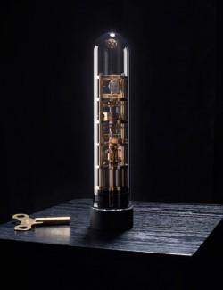 rulingthumb:  wind-up hand-blown glass dildo… Via Dezeen: This “aesthetically pleasing” glass vibrator by Design Academy Eindhoven graduate Bastiaan Buijs is powered by clockwork. Buijs created the Grandfather Clock dildo from a hand-blown glass