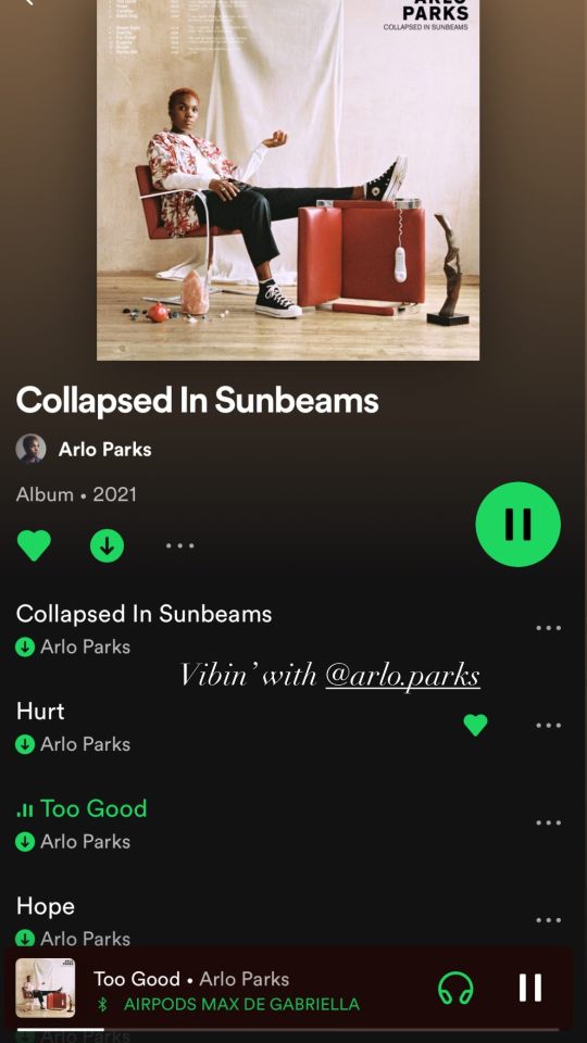 screenshot from spotify : arlo parks