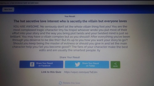 I Took A "What Character Trope Are You" Quiz And It's Confirmed Once Again. Also, They Called Me Hot
