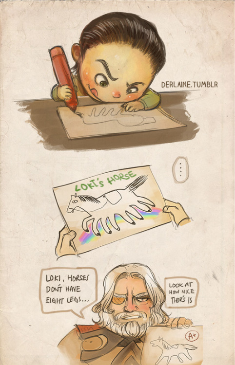 tom-sits-like-a-whore: derlaine: Loki’s Childhood  ღ˘⌣˘ღ Wondering what it will look like