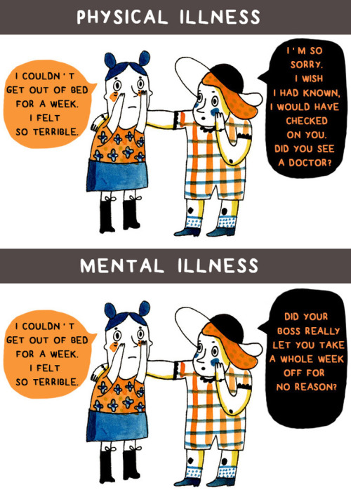 npr:  yrbff:   How We Treat Mental Illness Vs. How We Treat Physical Illness  It’s World Mental Health Day.  Remember, everyone experiences mental illness differently, and the way we talk about it can have a significant effect on someone’s well-being.