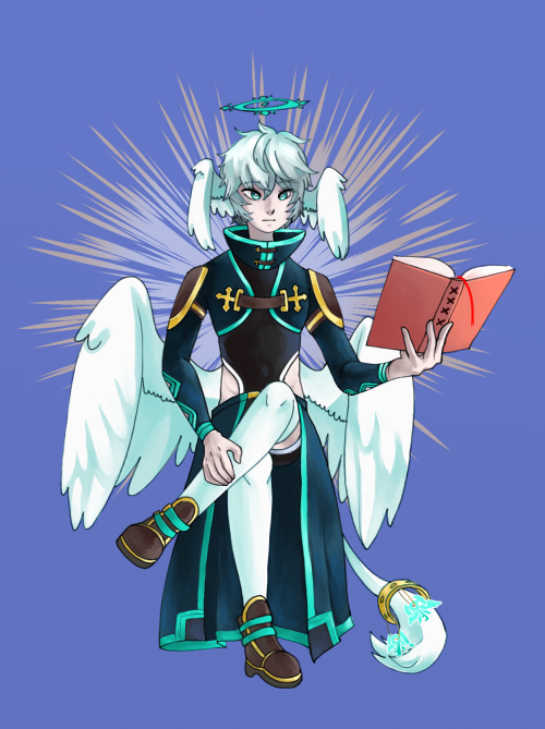 Artfight for Tsukiya_Hoshimiya of their celestial character Cecil Hallowell. What kinda book he’s re