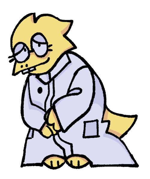 Digital drawing of Alphys from Undertale. She is wearing her lab coat.