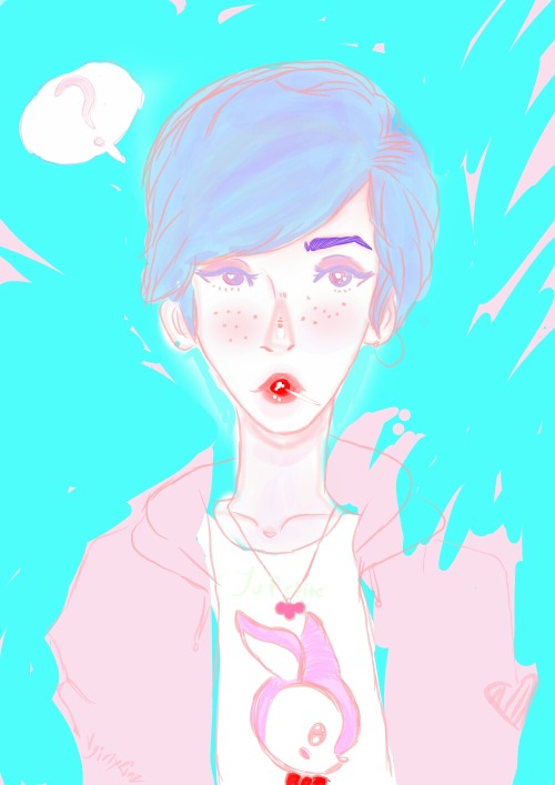 Aiden (sketch process) I decided to go with a dramatic paint splash effect,and pastel colors, becaus