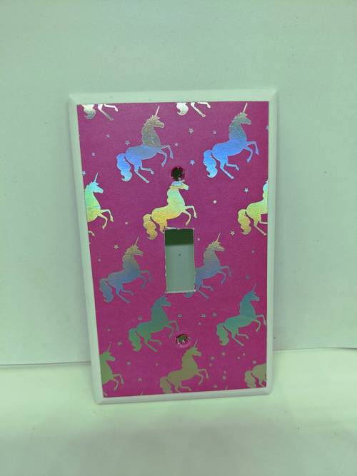 Unicorns light up your life! In this case literally: light switch covers by WarehouseRoyGBiv on Etsy