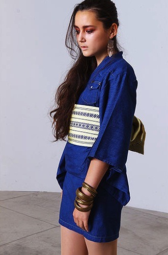 taishou-kun:  Tsukada Noujou 塚田農場 × Lee original collaboration denim mini