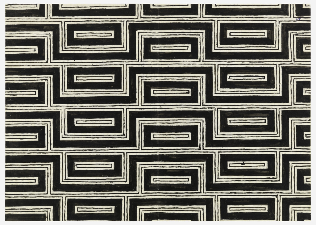 design-is-fine:  Josef Hoffmann, design for textile, 1950s. Brush and black gouache,