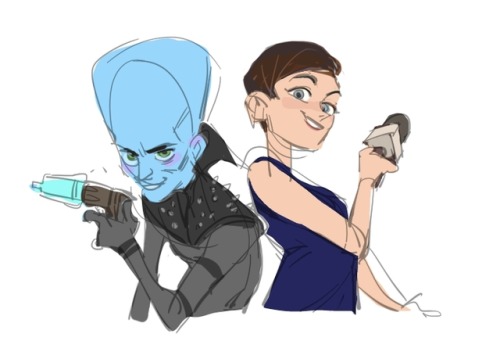 megamind but shes a trans lesbian. post movie i love the idea of megamind n roxanne doing investigat