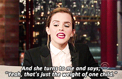 emmawatsonsource:How was it being pregnant?Emma Watson on The Late Show with David Letterman, 25th o