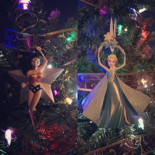 The first and second ornaments of the #Christmas season. #WonderWoman #Elsa #Frozen #Christmas2015 #