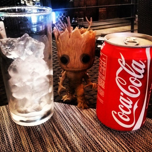 Because Groot Knows He Prefers A Cold Glass Of Happiness... #groot #iamgroot #dinnertime #cocacola #coke