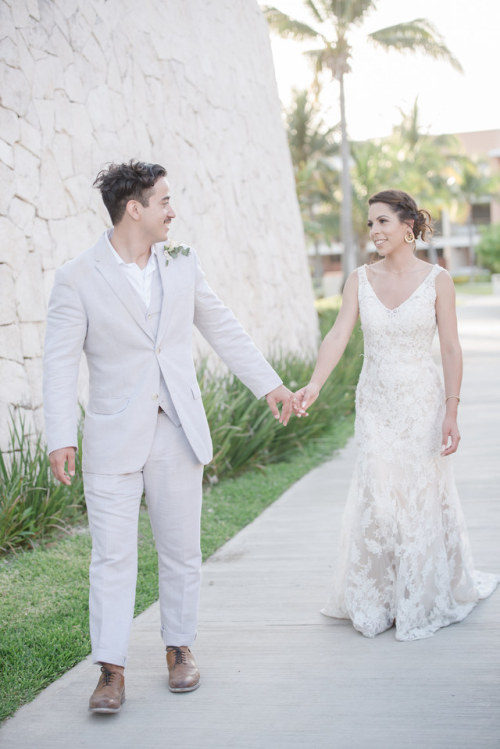 When you only have eyes for each other! And that beautiful custom lace gown with stunning open back&