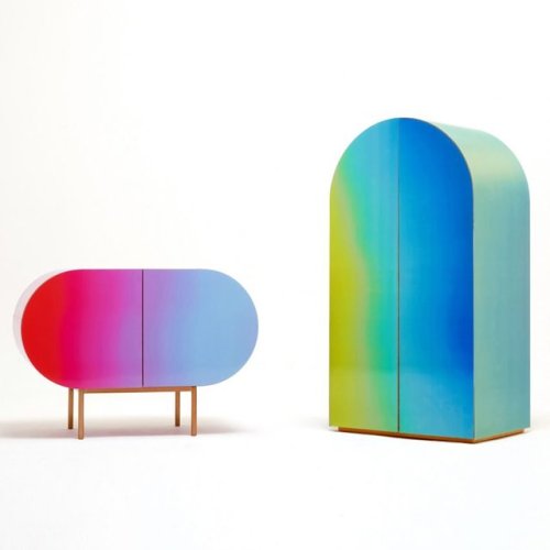 chachidesign:Orijeen’s rainbow-hued furniture uses lenticular surfaces to change colour ift.t