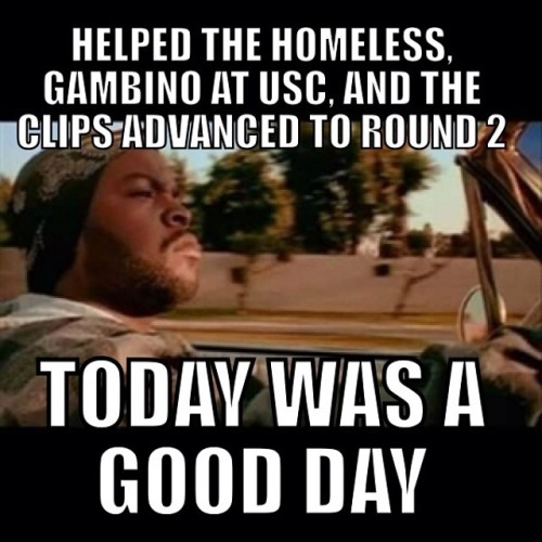 Yuuup. Much love to the homies who made this day a Good Day #helpingout #childishgambino #nbaplayoff