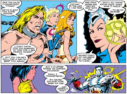 gaknar:Hey Kazar shows up in this issue, along with his wife Shanna, Colossus’s former lover Nereel,
