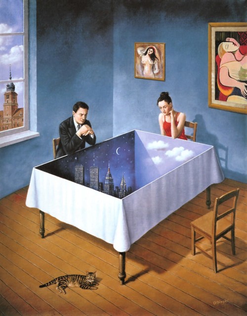 urgetocreate:  Rafal Olbinski (Polish, b.1943), Innocence Of Courteous Intentions, 2000, Acrylic on canvas