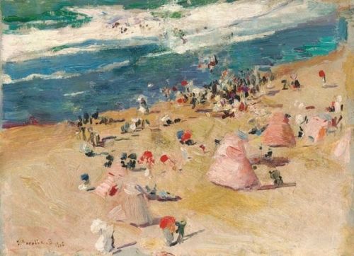 huariqueje:Beach at Biarritz   -   Joaquin Sorolla y Bastida , 1906  Spain, 1863-1923oil on board , 
