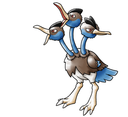 #084 Doduo / #085 DodrioDoduo’s blue coloration is based on emus, in particular some extinct s