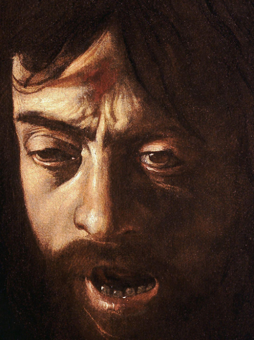 Details from three paintings that represent pivotal moments in Caravaggio’s artistic maturity,