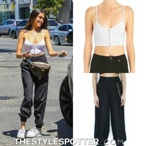 Madison Beer models crop top and Louis Vuitton bag out in LA