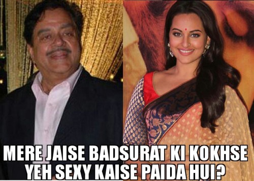 Shatrugn sinha is wondering about his daughter s good looks