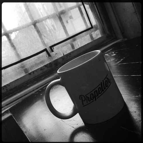 Propeller #greenpoint #brooklyn #hipstamatic #bk #nyc #b&amp;w #coffee