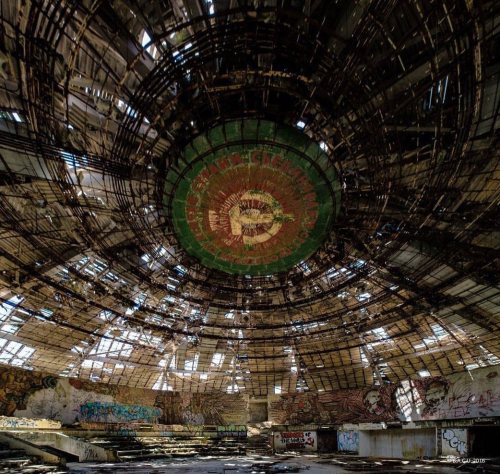 The former Memorial House of the Bulgarian Communist Party, (Buzludzha Monument), Shipka Pass, Bulga