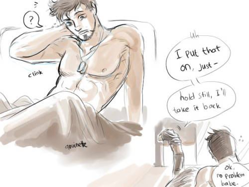 qouinette:  super messy doodles of SteveTony ft. dog tags ahiuw! i bet you dont know where to read huh it’s been a while since i drew these dumbos but thanks to certain anon, i got motivated to draw them again UuU THANKS ANON THIS IS FOR YOU
