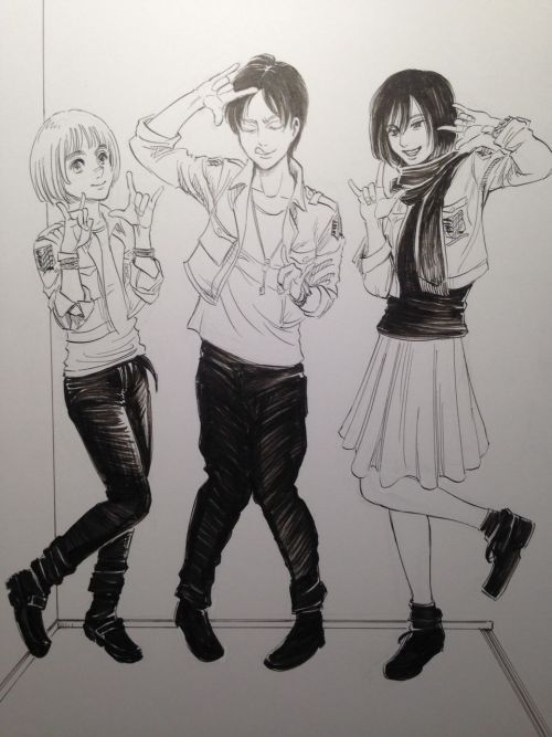 Isayama Hajime sketches the Shiganshina trio porn pictures