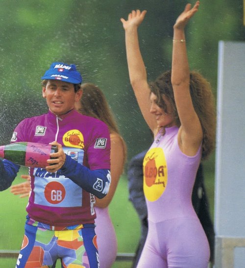 Giro d'Italia / Toni Rominger / Maglia (e ragazza) Ciclamino 