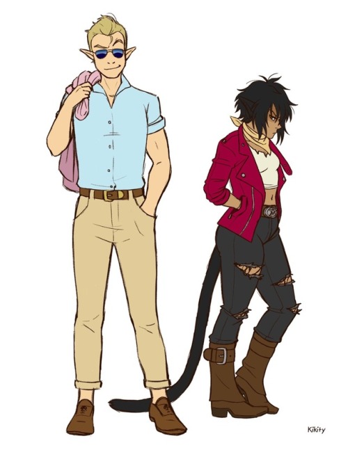 Been thinking about fashion and my OCs. Saburith&rsquo;s a preppy 80s pretty boy, and Percilla&a