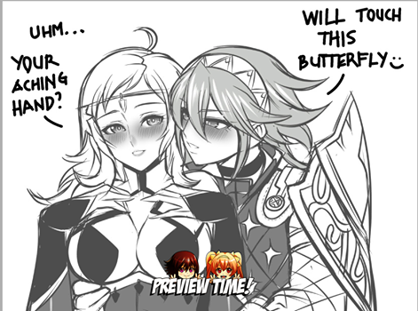 jadenkaiba:  “Can’t let go of this butterfly….” Preview WIP of Ophelia X Soleil   yes these two~ < |D’‘‘‘