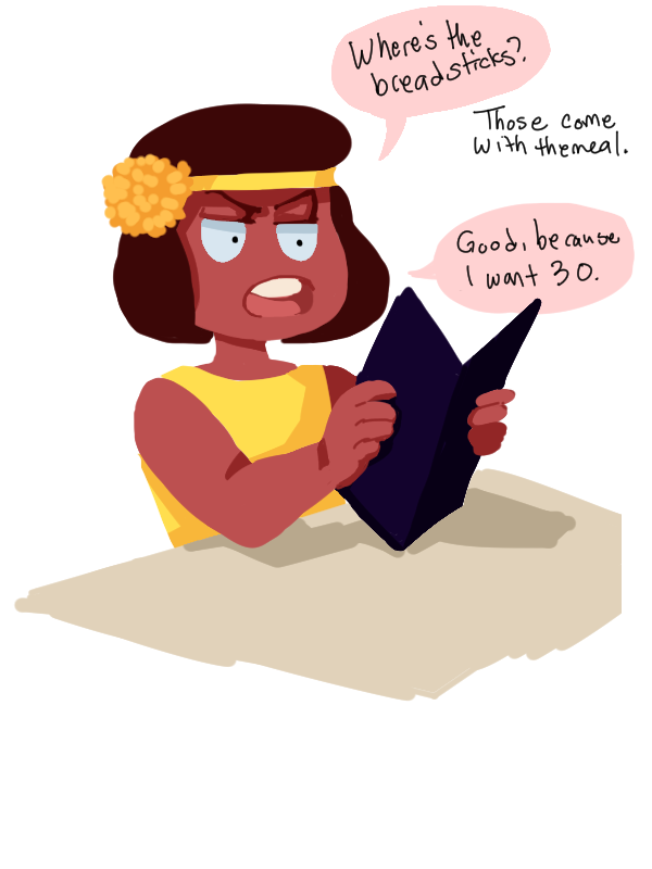 caffeinetooth:  ruby and sapphire go out for a nice human dinner, for mara 