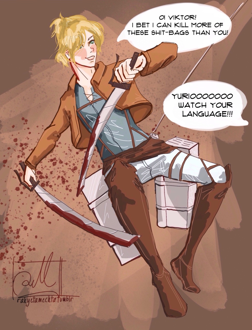 rakyetamechta:Upcoming legendary titan killing scout Yuri Plisetsky  + BONUS awestruck