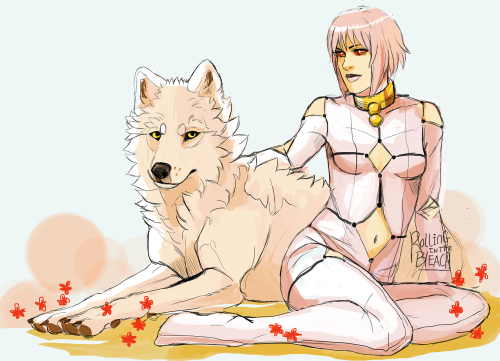 rolling-in-the-bleach: A flower with her wolf c: Wolf’s Rain deserves more love, way more love