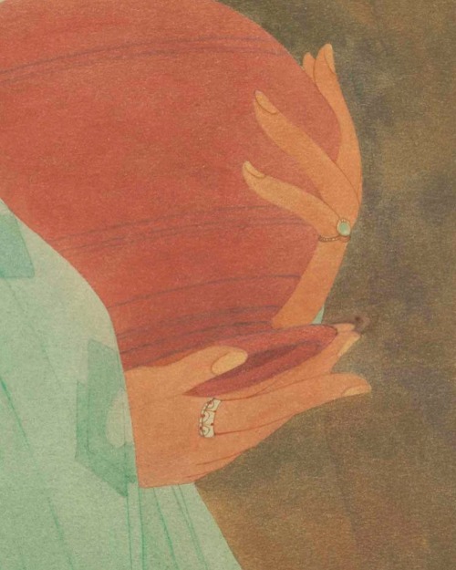 antoniettabrandeisova:Woman Holding a Water Jar (detail), Abdur Rahman Chughtai (Pakistani, 1894-197