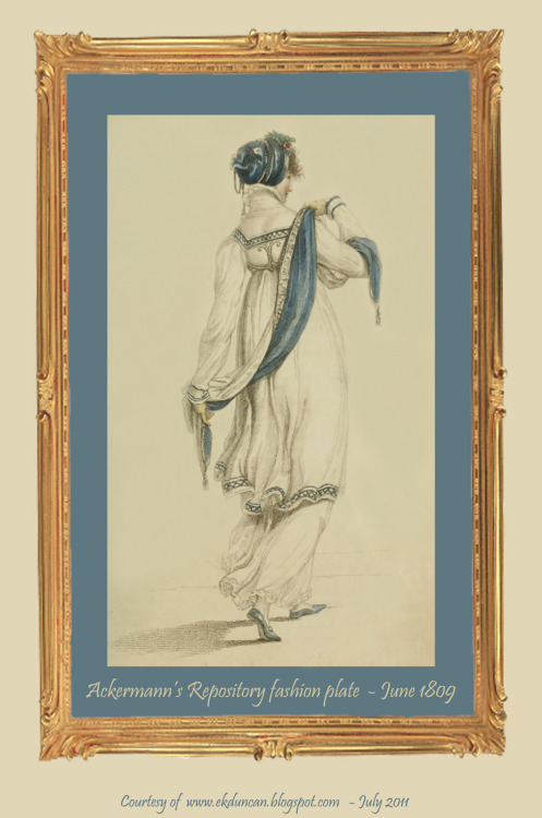 Walking dress illustration  in Ackermann&rsquo;s Repository a popular Regency publication in England