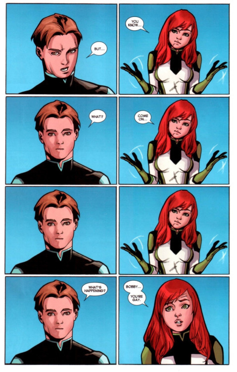 theknightofcups:  Bobby Drake - AKA Iceman -  is gay. Finally. Thank you brianmichaelbendis