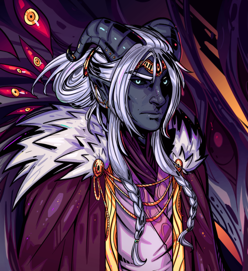 leidensygdom: Finished a big long due piece with Arcien Yu’Yden, my tiefling wizard! Who for once lo