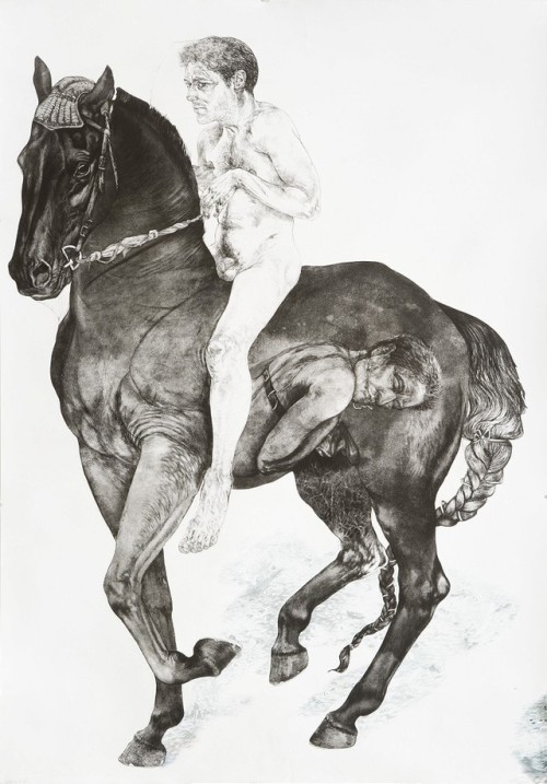 Diane Victor (South African, b. 1964, Witbank, South Africa) - 4 Horses: Bare Back, 2010, Etching, E