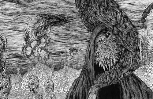 Inks For My First Album Cover Art, Without Lights Crushing Doom Metal Debut, The Dread Gospels. This