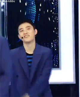 Kyungsoo thinking about something funny while dancing. 