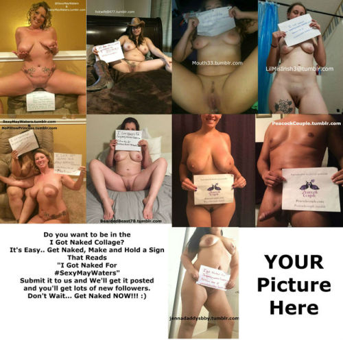 skydivecpl:  sexymaywaters:Yeah!!! I have a new local friend that has submitted her picture to the “I Got Naked” Collage!  She just started her tumblr with some hot pictures and videos at jennadaddysbby.tumblr.com.  We are talking about when we can