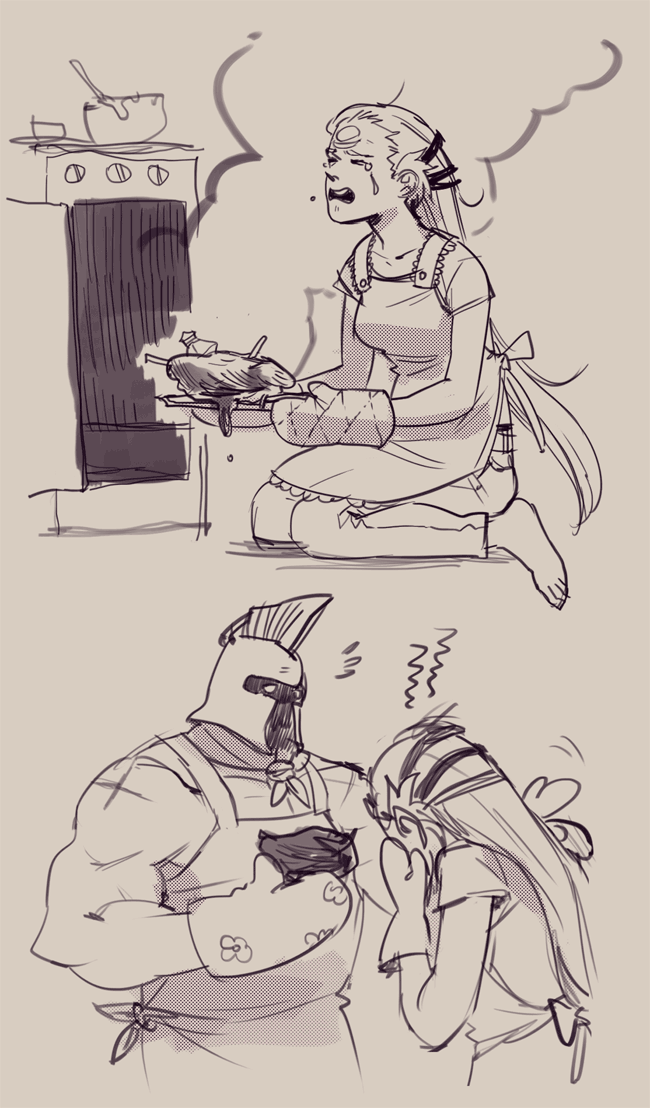 suqling:  ahhh, late birthday exchange with hatsare!! Here’s Diana, trying to bake