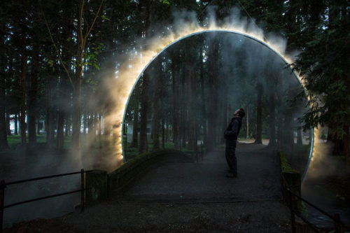 linxspiration:This Arch Of Mist and Light In a Japanese Forest Looks Like a Video Game Portal